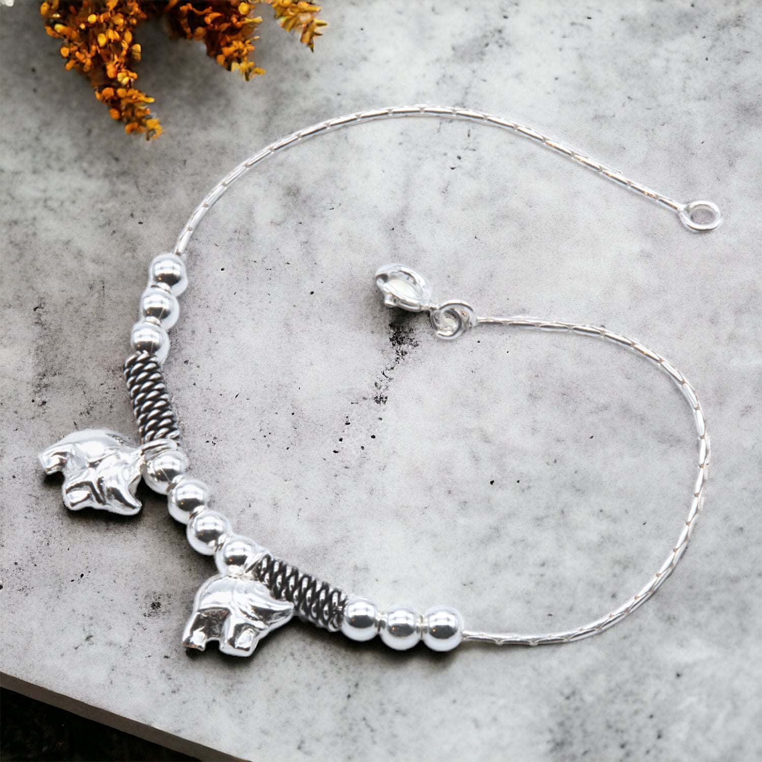 Elephant Charm Silver Bracelet