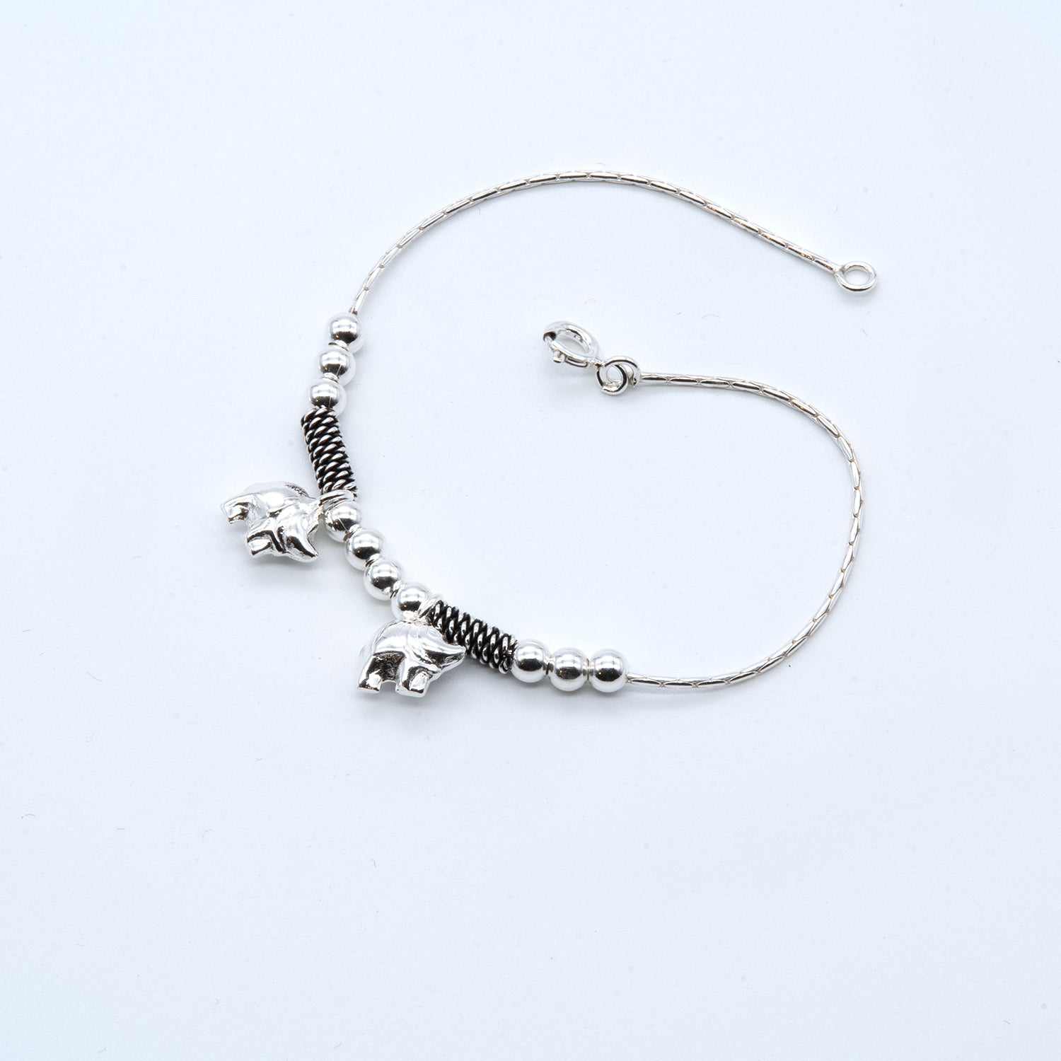 Elephant Charm Silver Bracelet