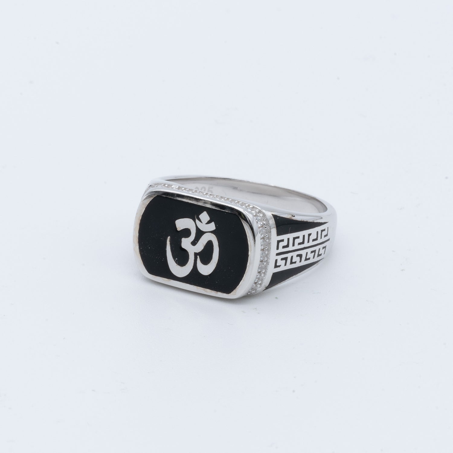 Men's Om Symbol Black Enamel Ring