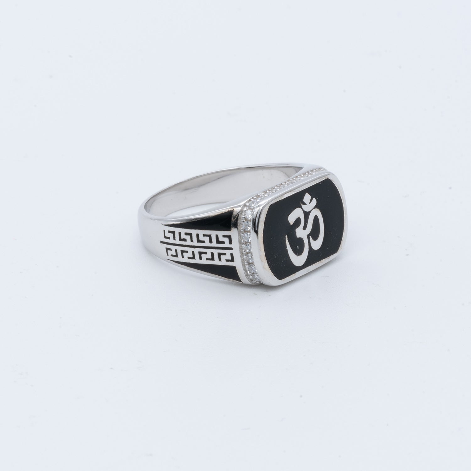 Men's Om Symbol Black Enamel Ring