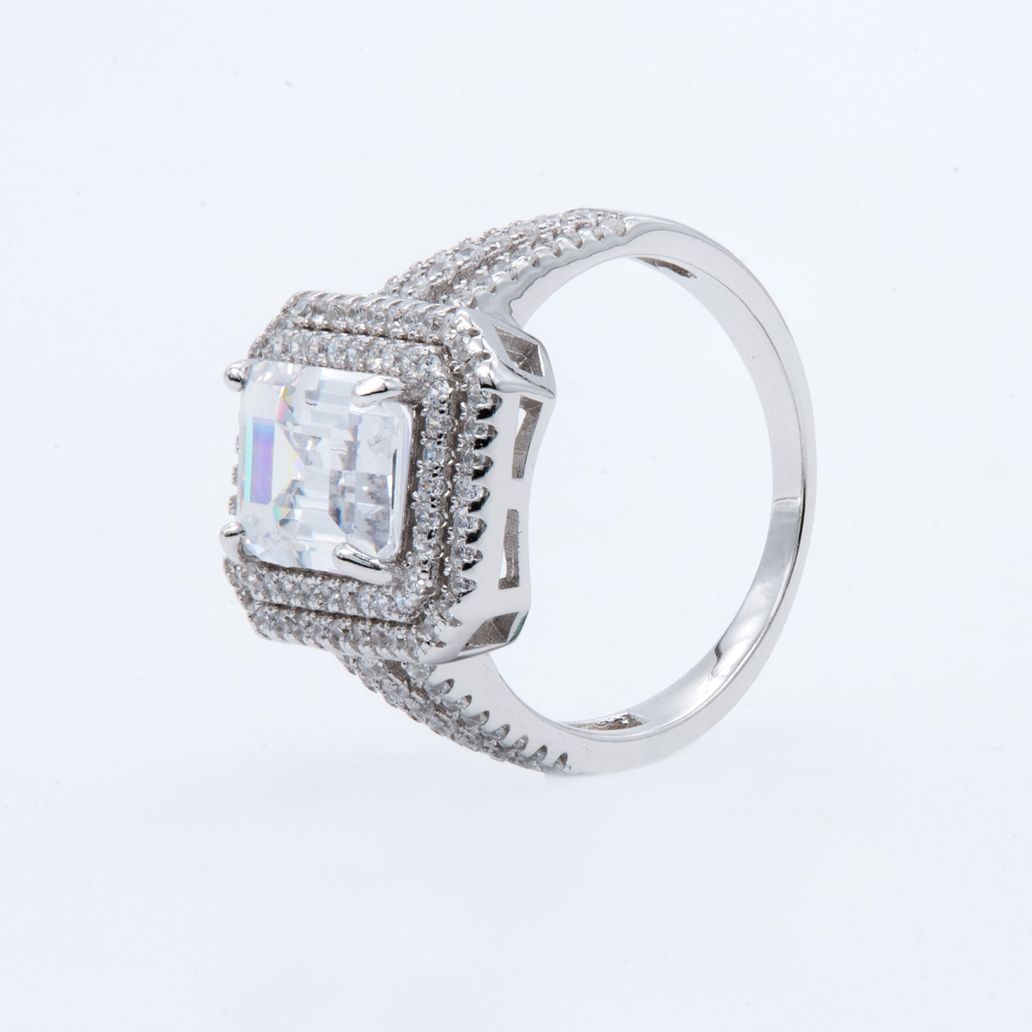 Grand Emerald-Cut Halo Ring