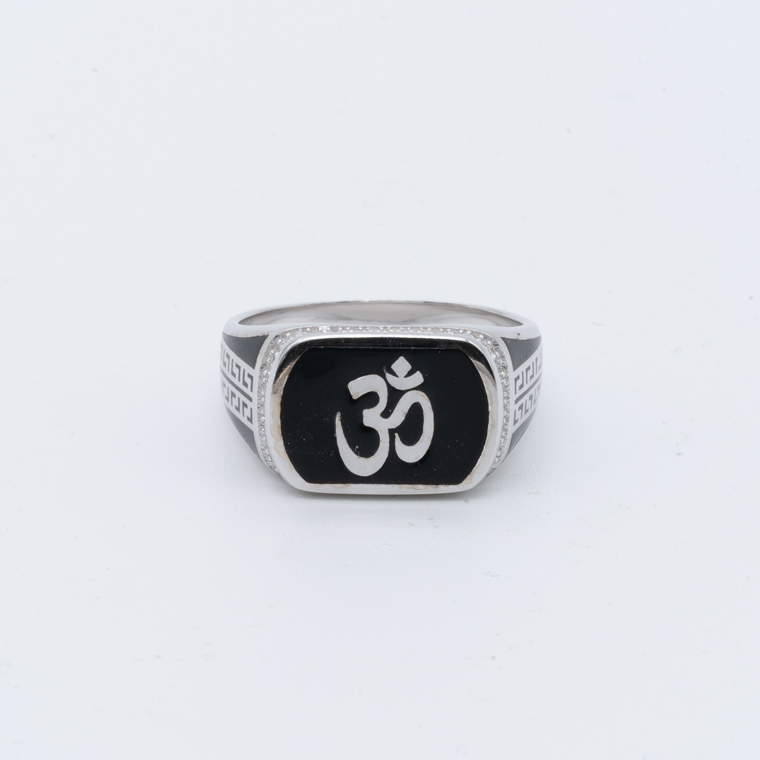 Men's Om Symbol Black Enamel Ring