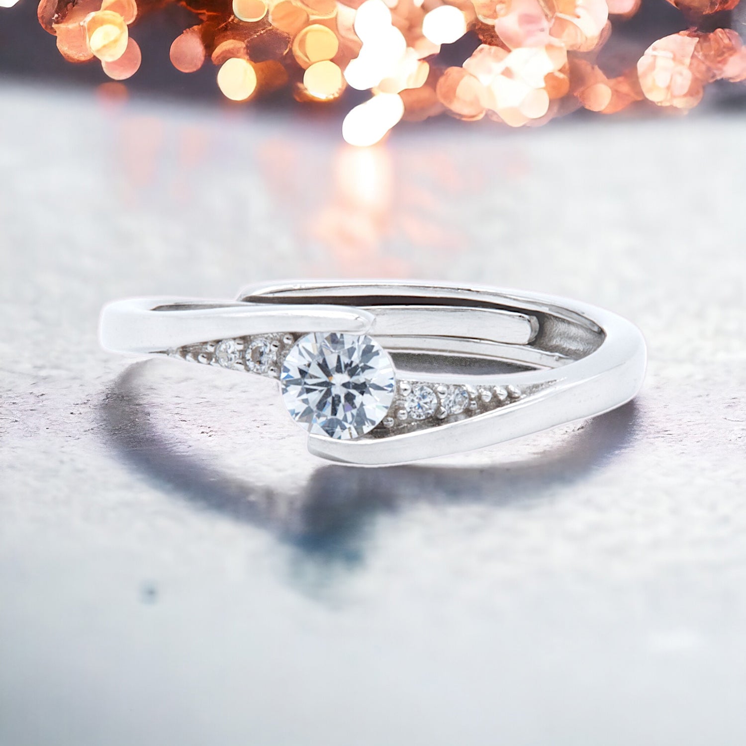 Modern Solitaire Twist Ring