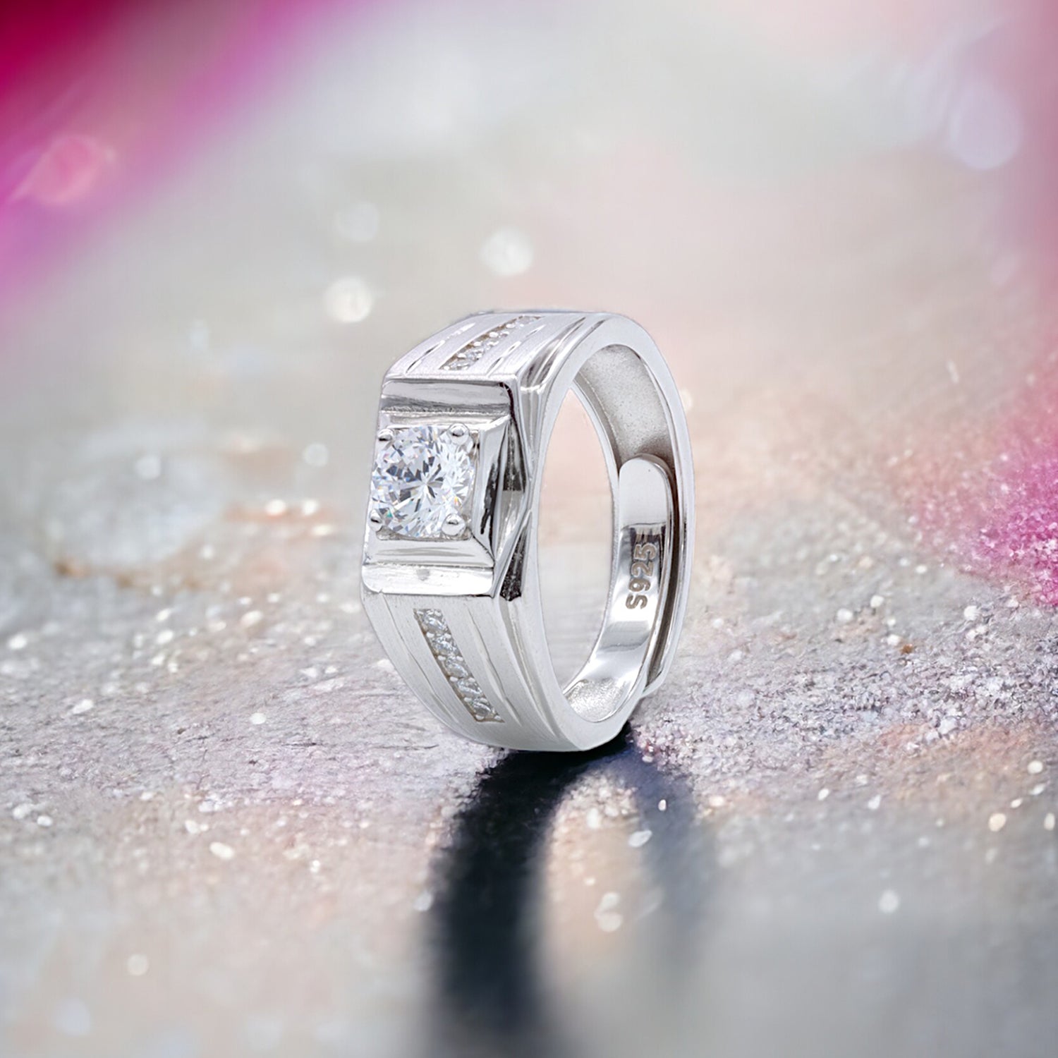 Men's Channel-Set Zircon Ring