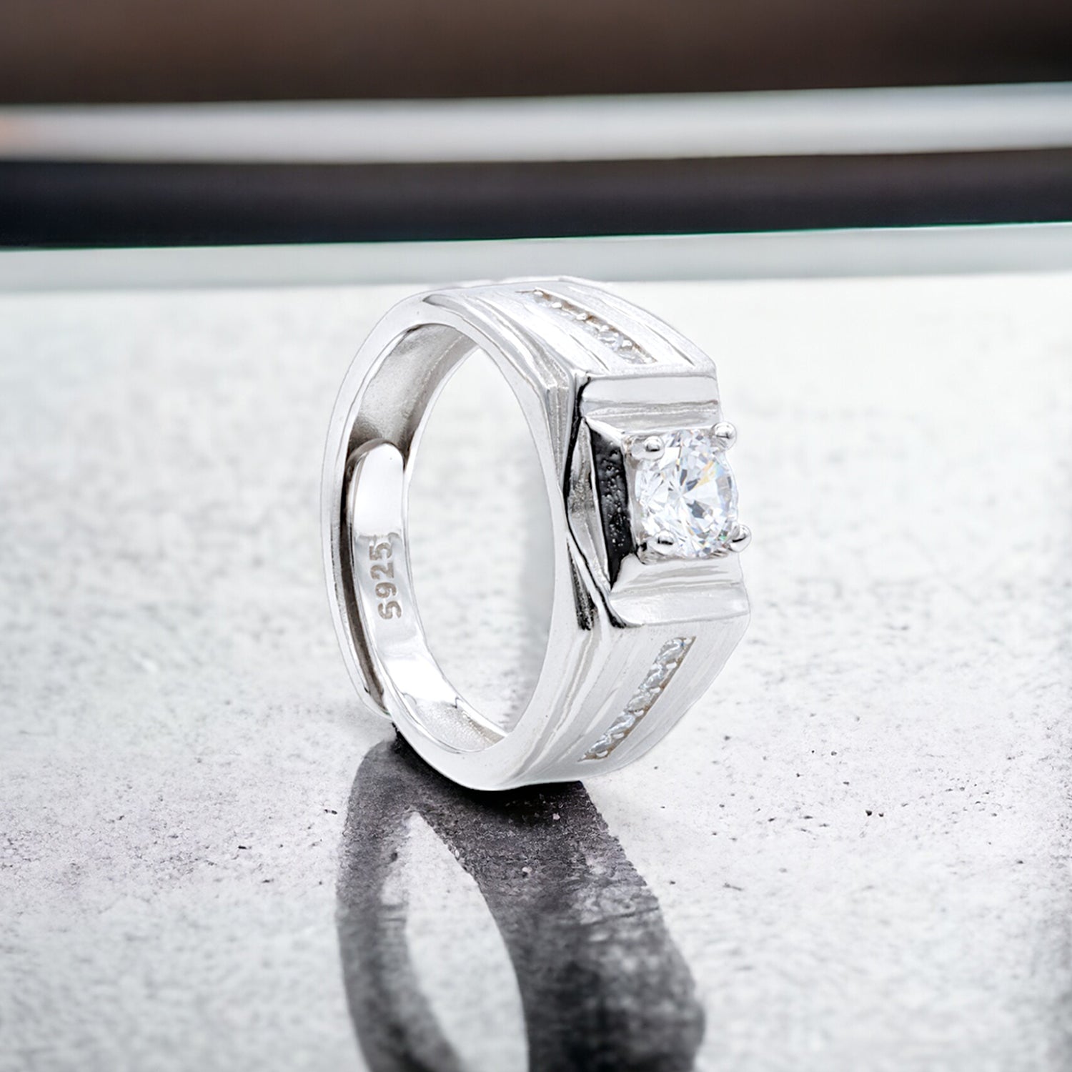 Men's Channel-Set Zircon Ring