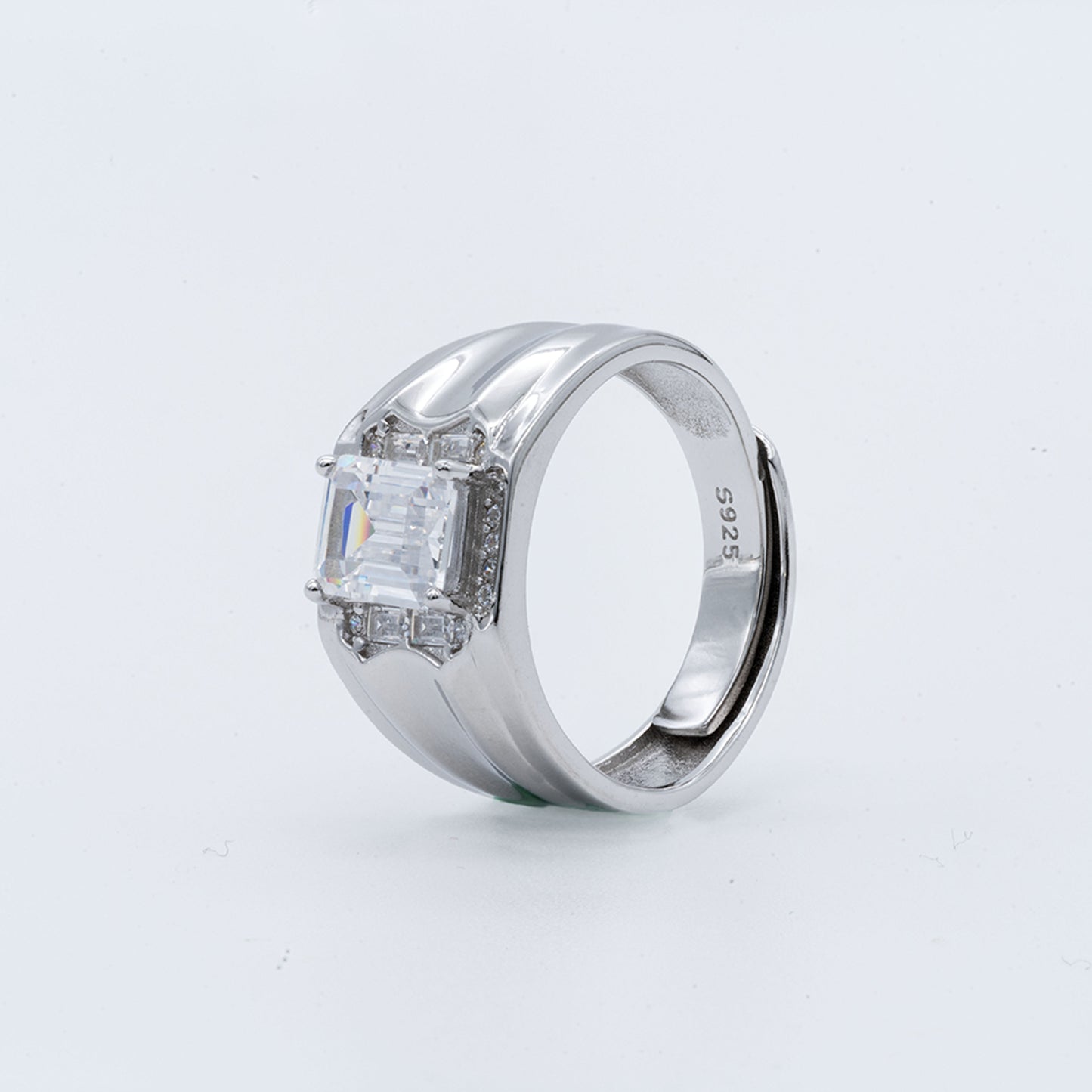 Men's Emerald-Cut Zircon Ring