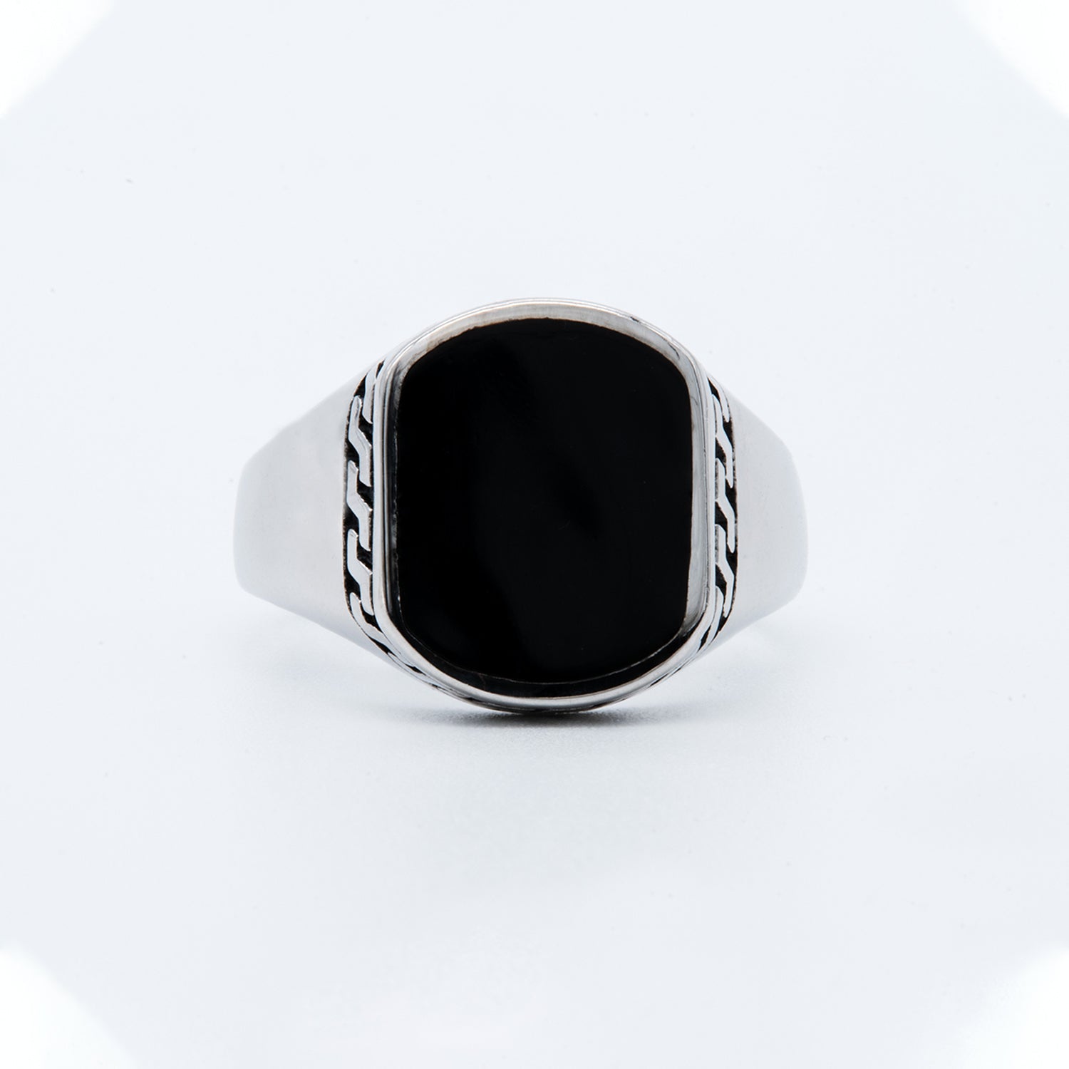 Geometric Border Signet Ring