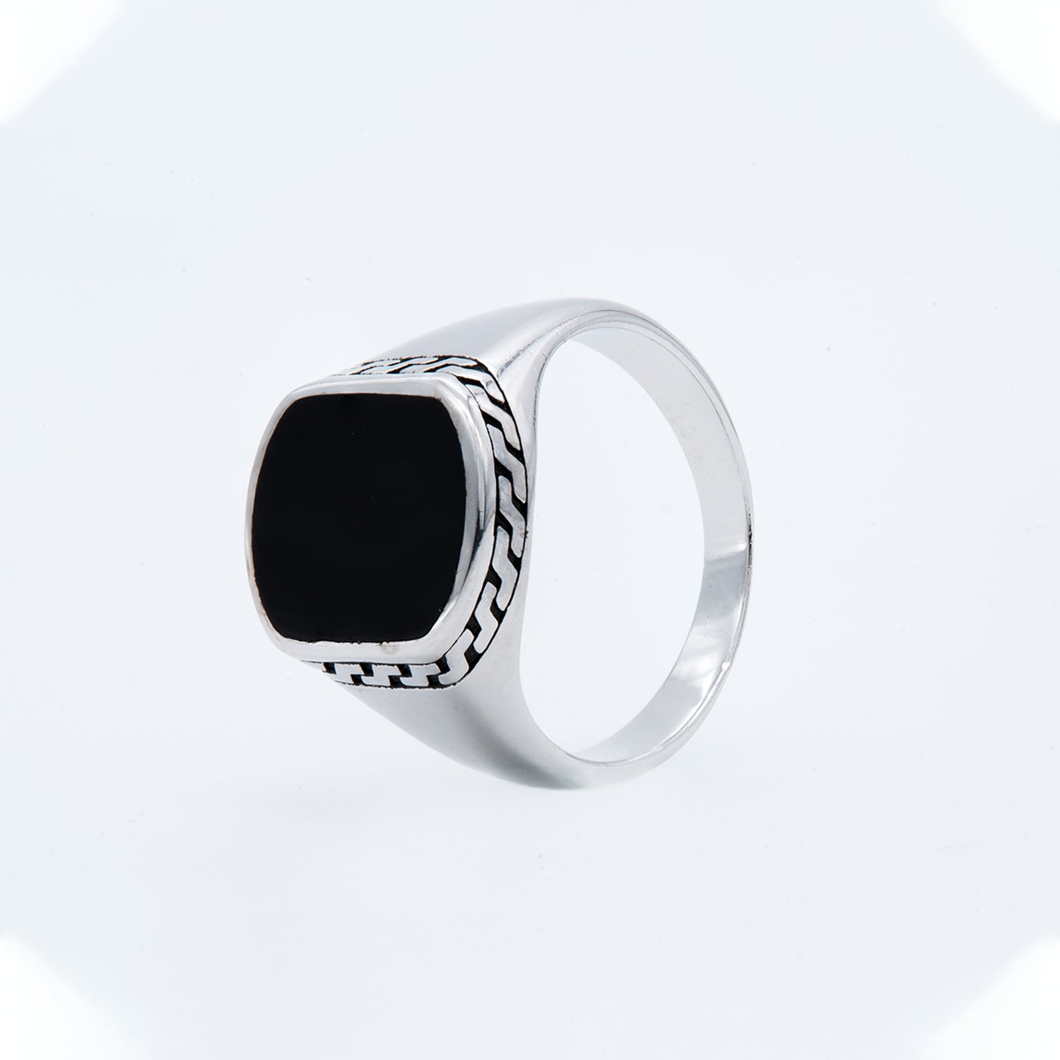 Geometric Border Signet Ring
