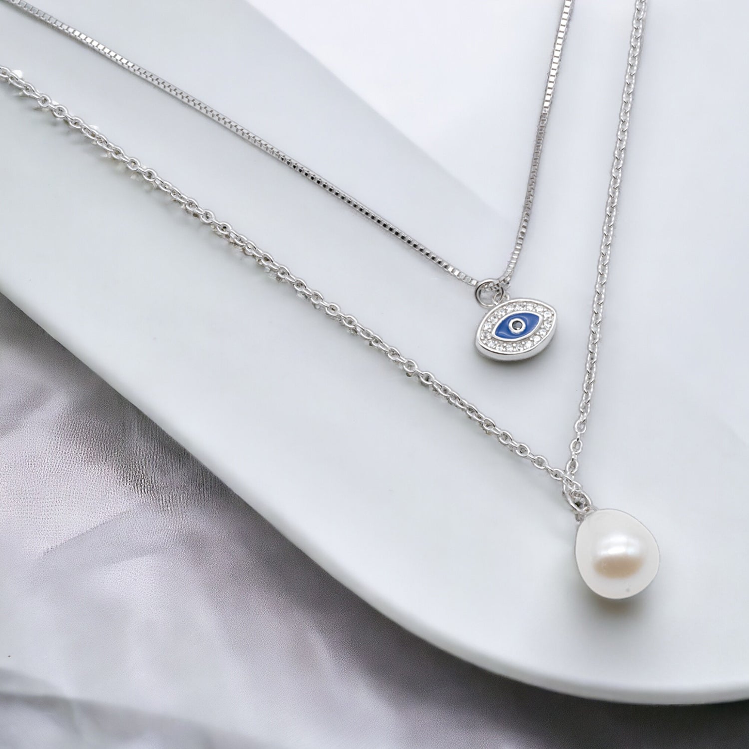 Guardian Pearl Silver Necklace