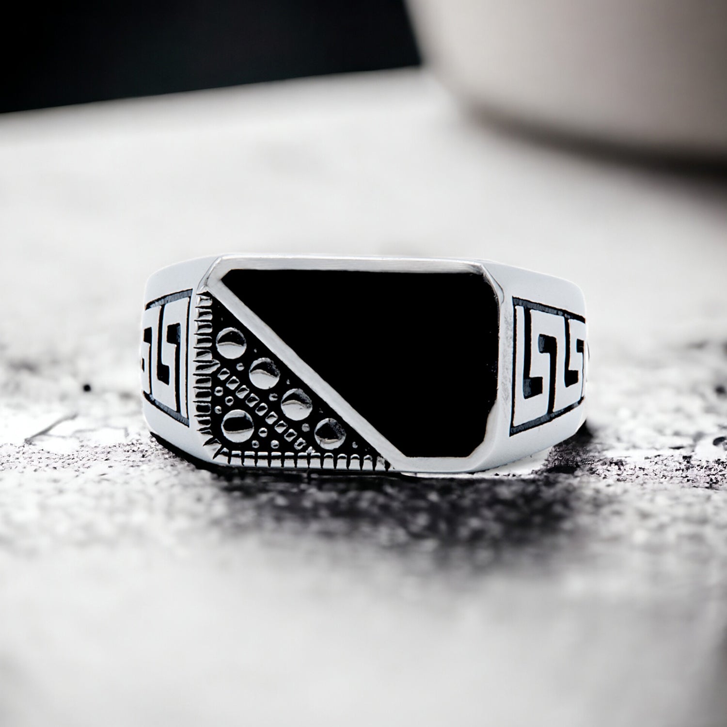 Men's Onyx Geometric Signet Ring