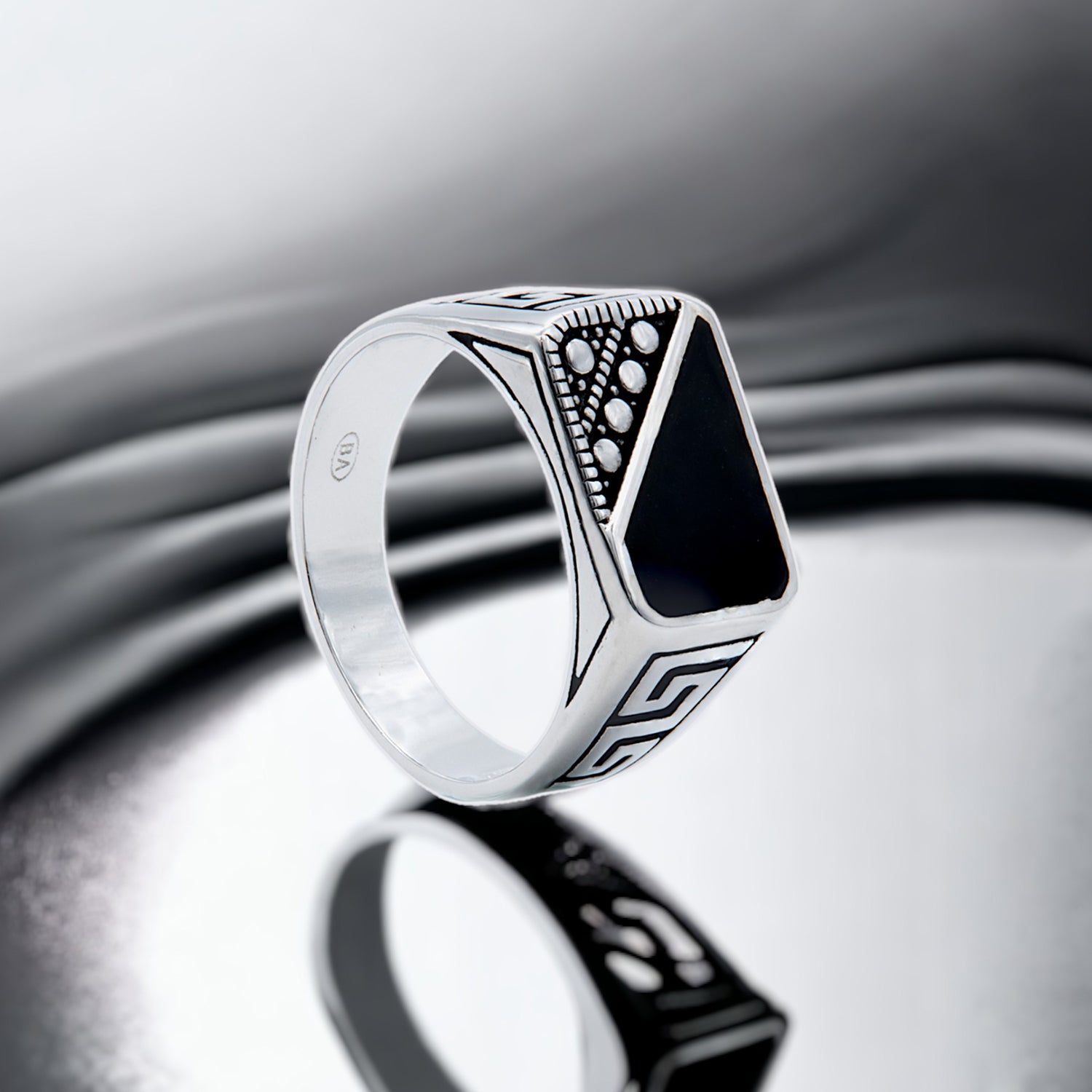 Men's Onyx Geometric Signet Ring